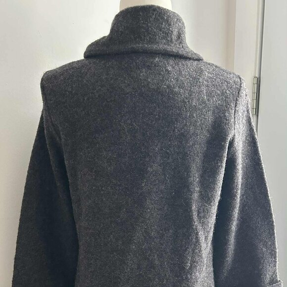 Paul Costelloe Charcoal Wool Felt Minimalist Jacket with Fold Collar – US 8 - Picture 8 of 12